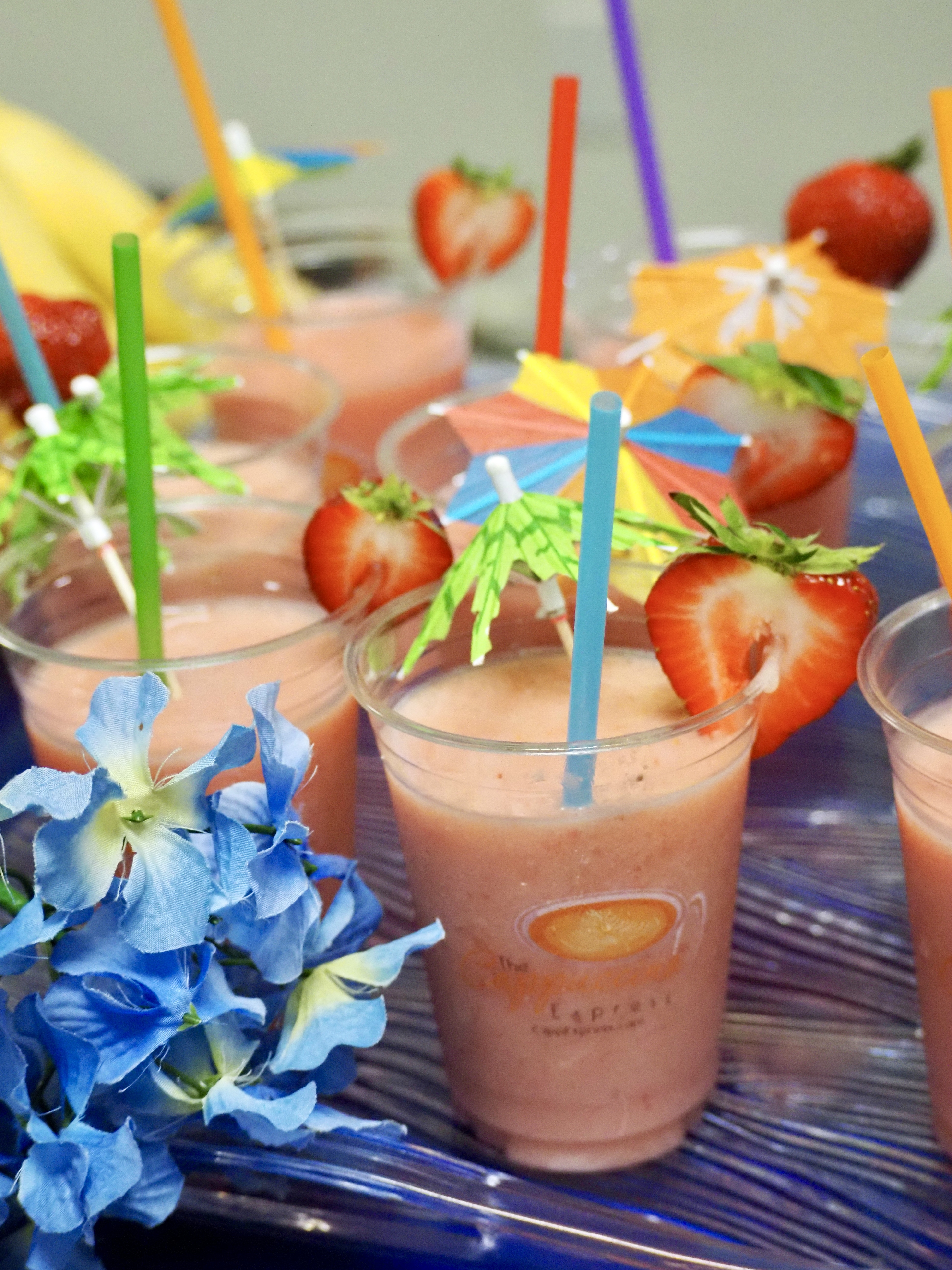Strawberry Smoothies W Umbrella 2 — The Cappuccino Express Smoothies