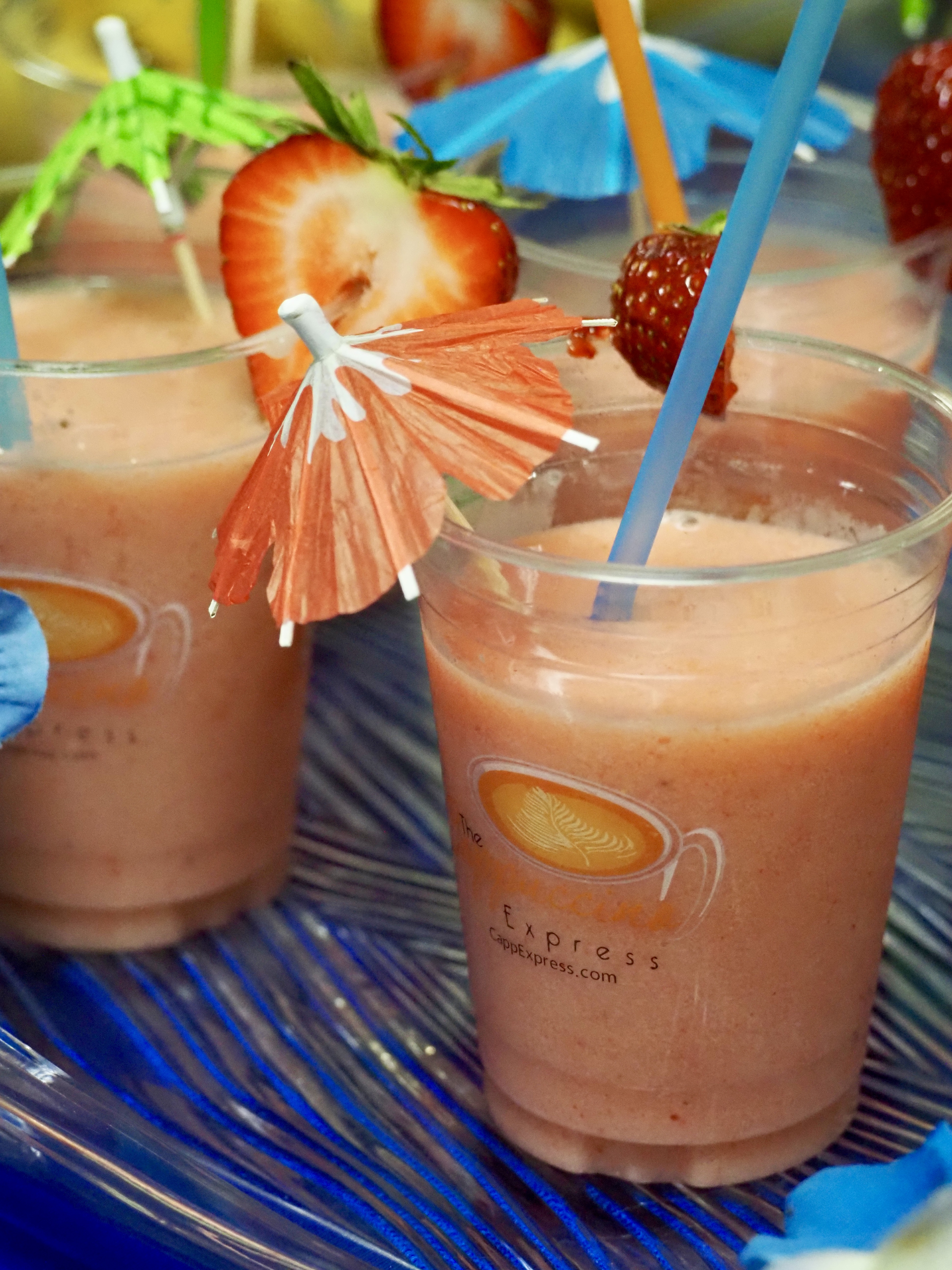 Strawberry Smoothies W Umbrella — The Cappuccino Express Smoothies